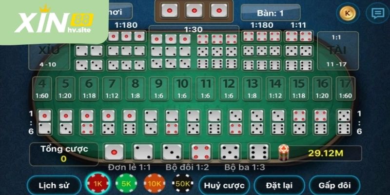 Tổng quan bàn cược tài xỉu B52 hiển thị kết quả rõ ràng