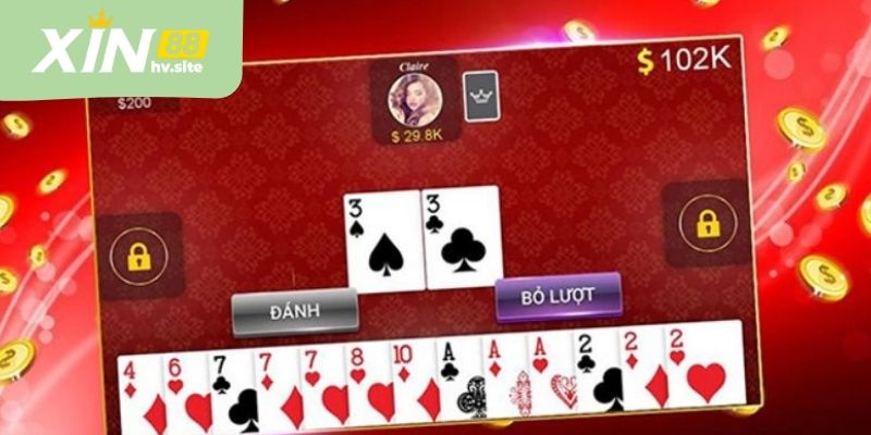 Bàn chơi tiến lên miền nam với bố cục rõ ràng dễ theo dõi